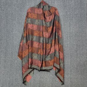 Kuna Scarf Shawl Wrap Royal Alpaca Silk Blend Brown Fringed Made in Peru 76x36